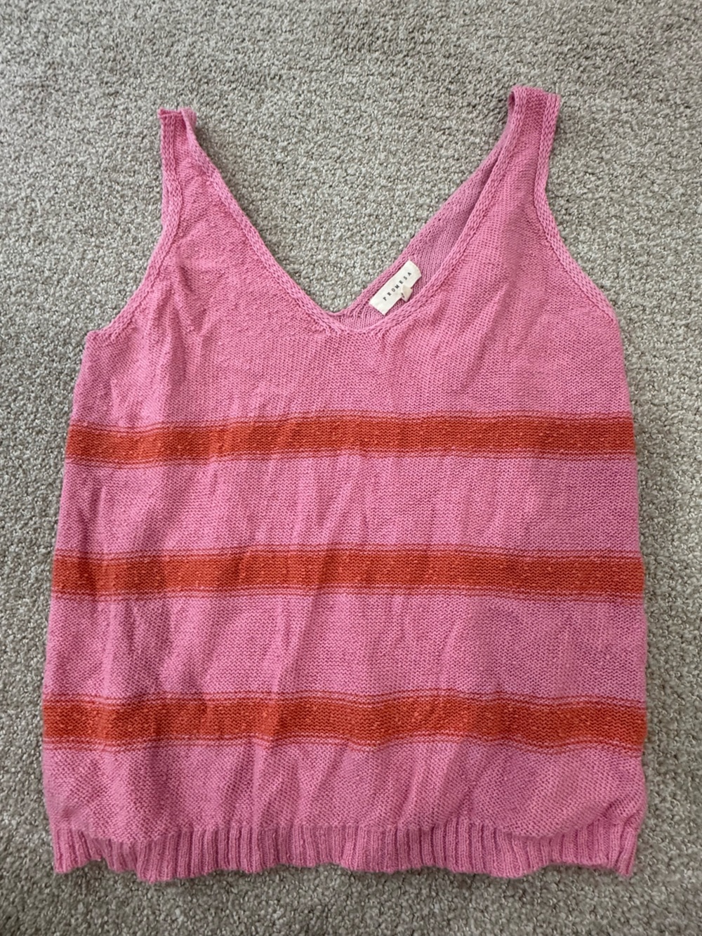 Promesa Pink Striped Knit Sweater Tank Top Size M